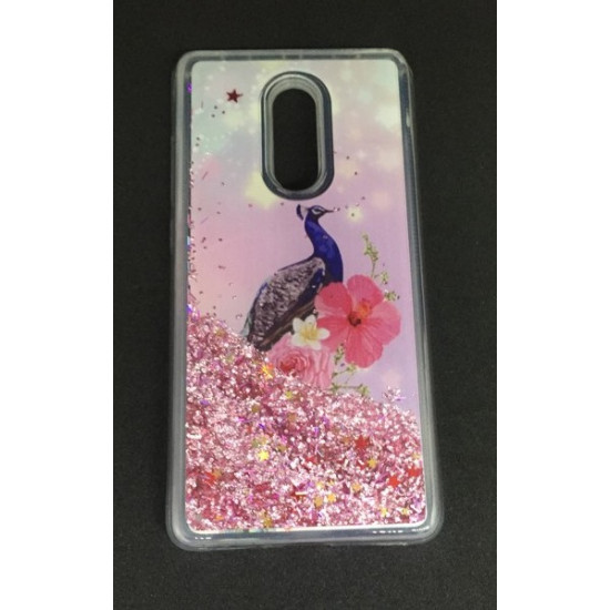 Capa Silicone Gel Liquido Glitter Xiaomi Redmi Note 4 Rosa Pavão